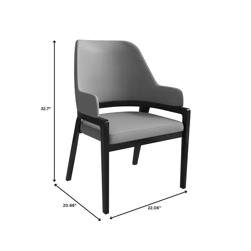 LeisureMod Ethora Modern Dining Chair U-Shaped Curved Open Back, Upholstered Leather Seat with Durable Rubberwood Legs, Dining & Kitchen Seating