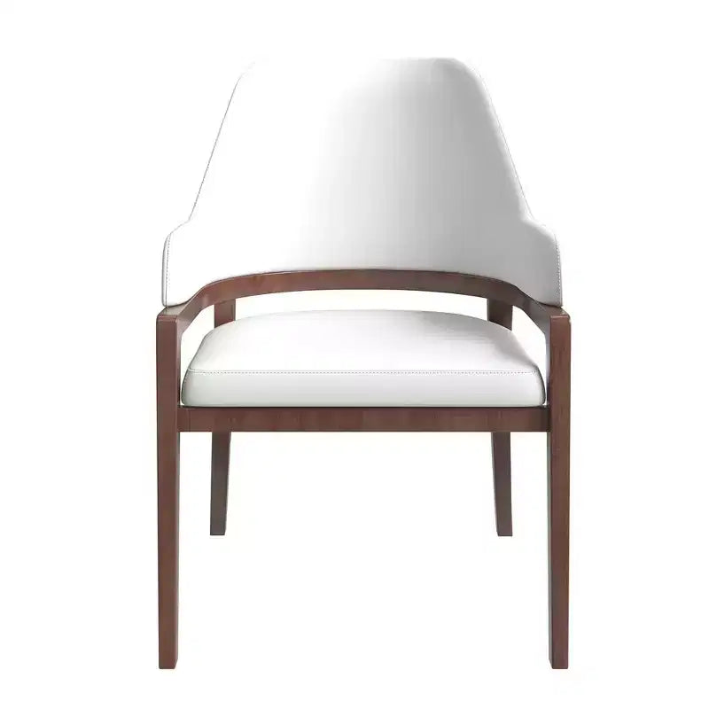 LeisureMod Ethora Modern Dining Chair U-Shaped Curved Open Back, Upholstered Leather Seat with Durable Rubberwood Legs, Dining & Kitchen Seating