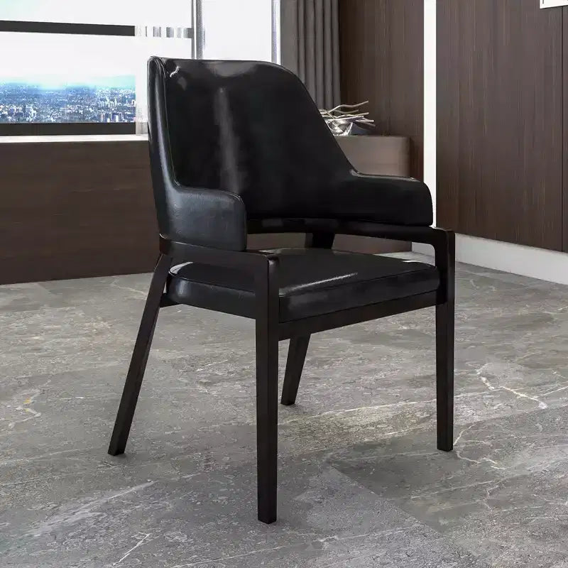 LeisureMod Ethora Modern Dining Chair U-Shaped Curved Open Back, Upholstered Leather Seat with Durable Rubberwood Legs, Dining & Kitchen Seating