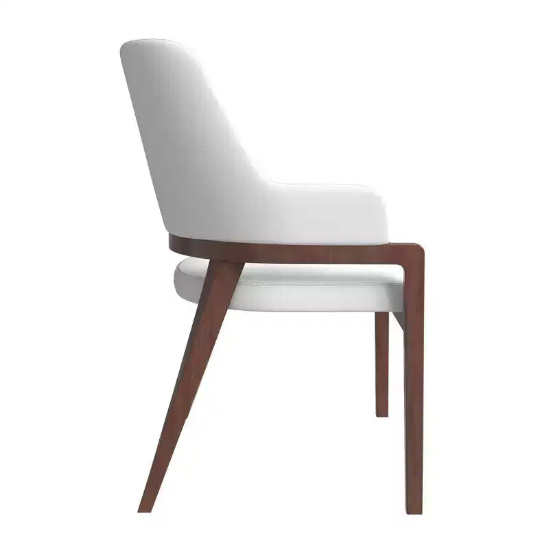 LeisureMod Ethora Modern Dining Chair U-Shaped Curved Open Back, Upholstered Leather Seat with Durable Rubberwood Legs, Dining & Kitchen Seating