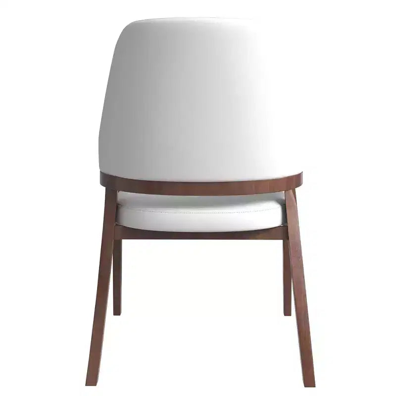 LeisureMod Ethora Modern Dining Chair U-Shaped Curved Open Back, Upholstered Leather Seat with Durable Rubberwood Legs, Dining & Kitchen Seating
