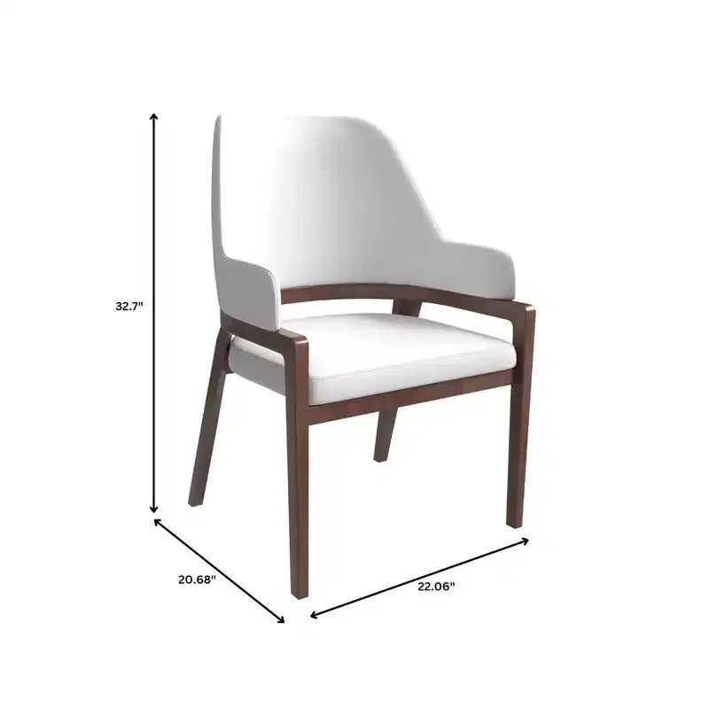 LeisureMod Ethora Modern Dining Chair U-Shaped Curved Open Back, Upholstered Leather Seat with Durable Rubberwood Legs, Dining & Kitchen Seating