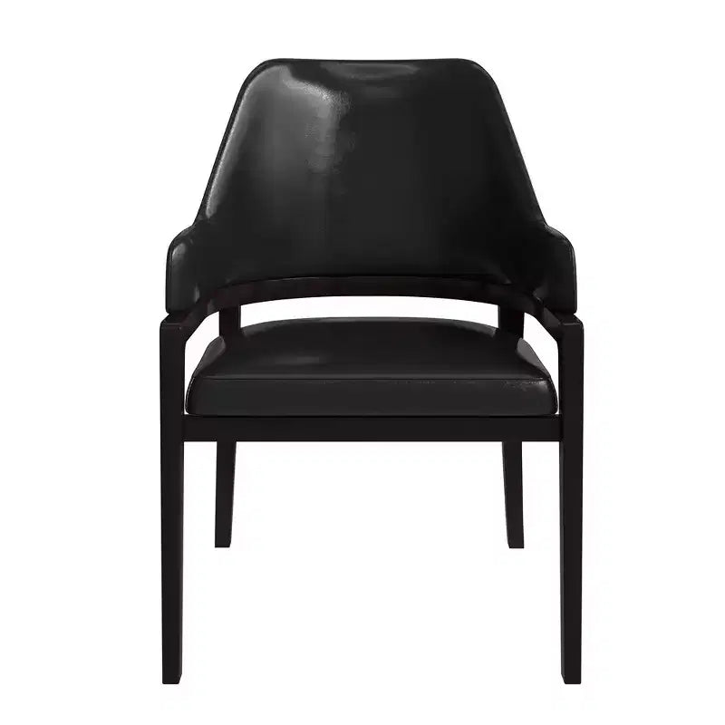 LeisureMod Ethora Modern Dining Chair U-Shaped Curved Open Back, Upholstered Leather Seat with Durable Rubberwood Legs, Dining & Kitchen Seating