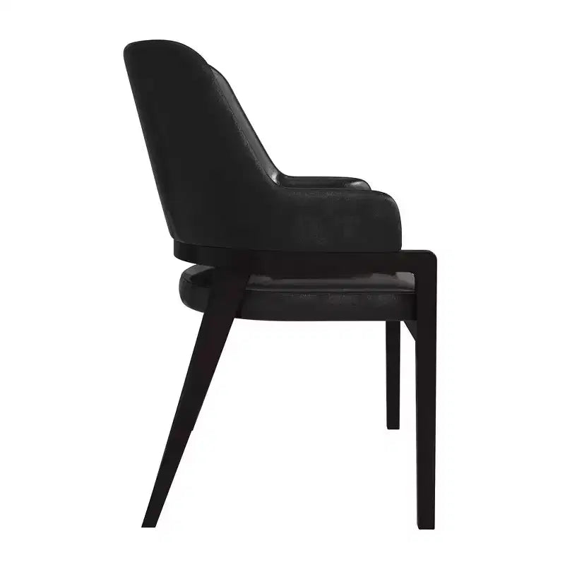 LeisureMod Ethora Modern Dining Chair U-Shaped Curved Open Back, Upholstered Leather Seat with Durable Rubberwood Legs, Dining & Kitchen Seating