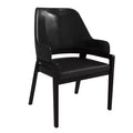 LeisureMod Ethora Modern Dining Chair U-Shaped Curved Open Back, Upholstered Leather Seat with Durable Rubberwood Legs, Dining & Kitchen Seating