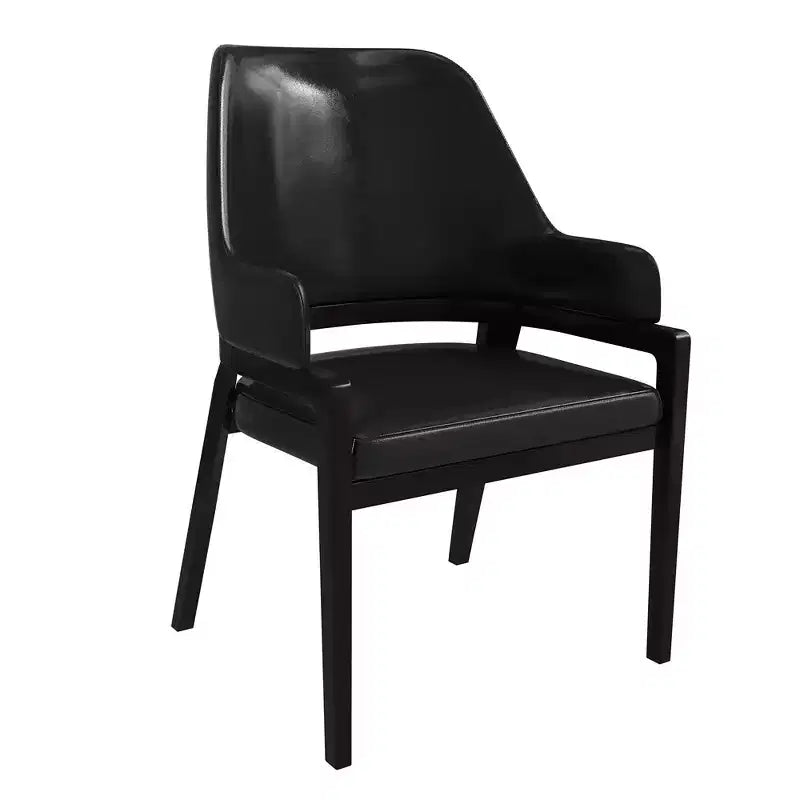 LeisureMod Ethora Modern Dining Chair U-Shaped Curved Open Back, Upholstered Leather Seat with Durable Rubberwood Legs, Dining & Kitchen Seating