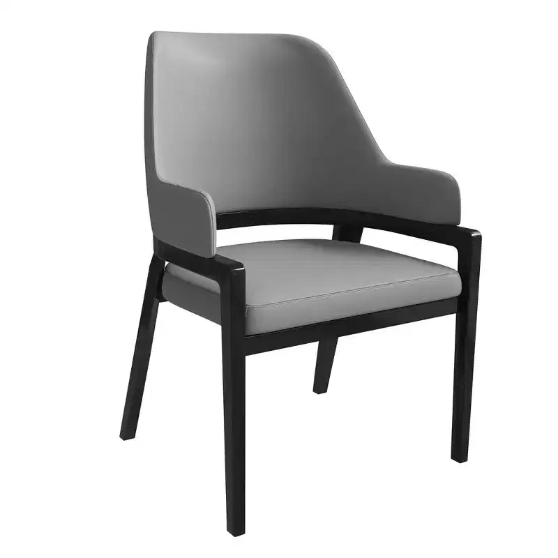 LeisureMod Ethora Modern Dining Chair U-Shaped Curved Open Back, Upholstered Leather Seat with Durable Rubberwood Legs, Dining & Kitchen Seating