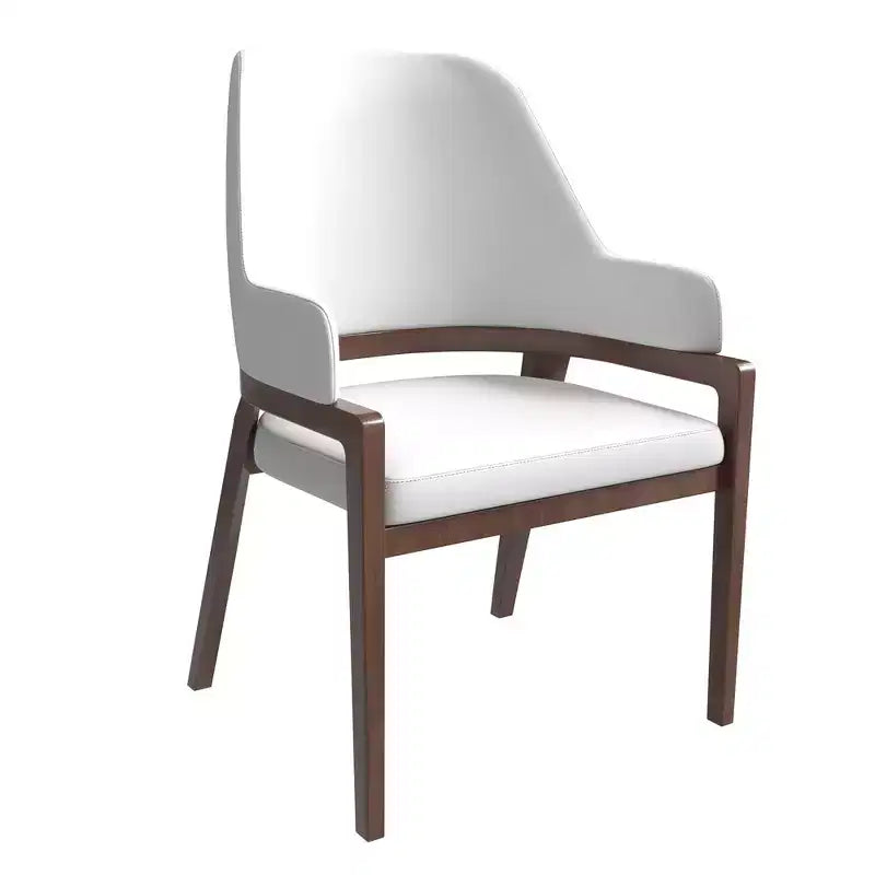 LeisureMod Ethora Modern Dining Chair U-Shaped Curved Open Back, Upholstered Leather Seat with Durable Rubberwood Legs, Dining & Kitchen Seating