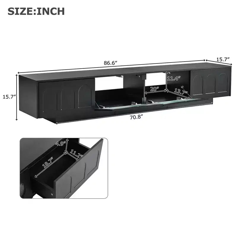 Modern TV Stand for TVs up to 95, Entertainment Center With Fluted Glass Doors, Media Console Table for Living Room Bedroom