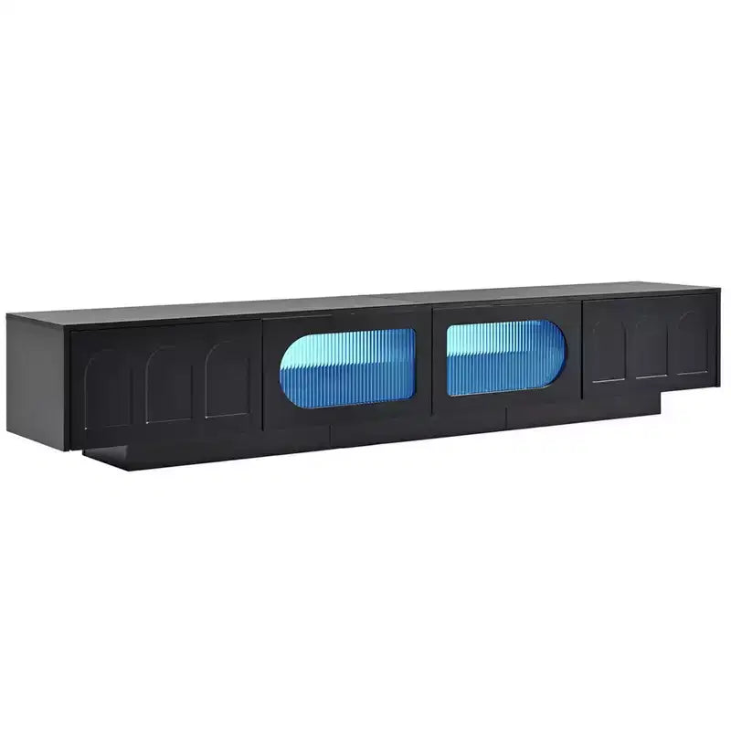 Modern TV Stand for TVs up to 95, Entertainment Center With Fluted Glass Doors, Media Console Table for Living Room Bedroom
