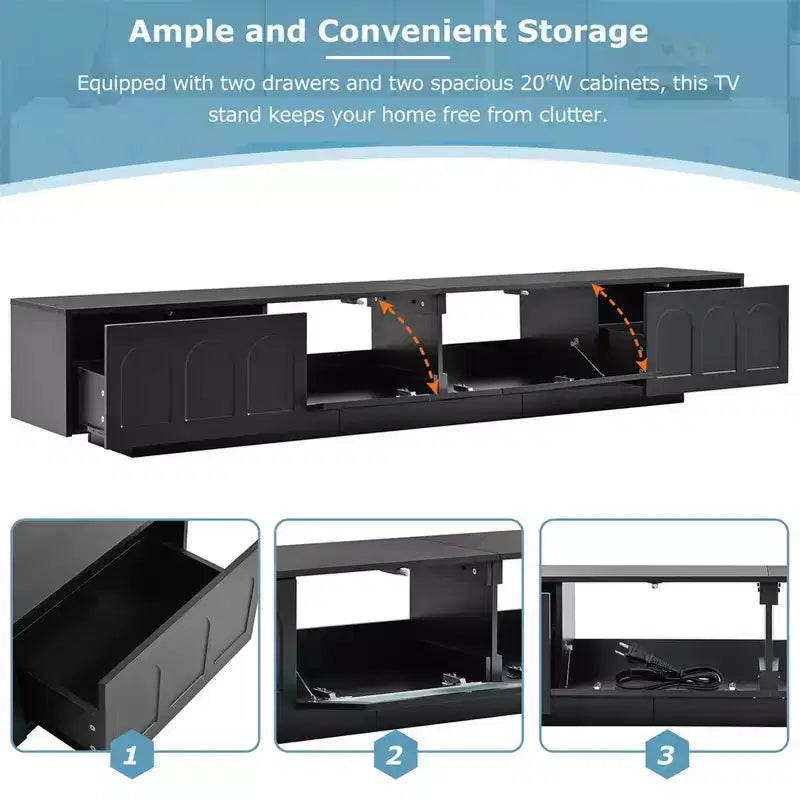 Modern TV Stand for TVs up to 95, Entertainment Center With Fluted Glass Doors, Media Console Table for Living Room Bedroom