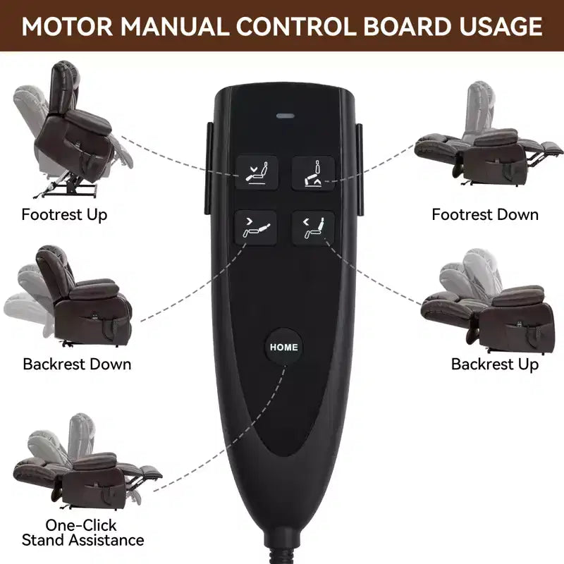 Medium Size Faux Leather/Leather Power Lift Recliner Chair with 8-Point Vibration Massage and Lumbar Heating, 4Q-ModernLuxe