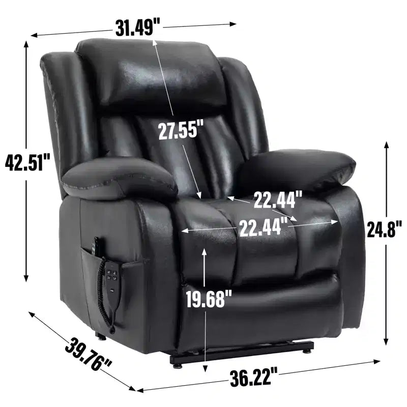 Medium Size Faux Leather/Leather Power Lift Recliner Chair with 8-Point Vibration Massage and Lumbar Heating, 4Q-ModernLuxe