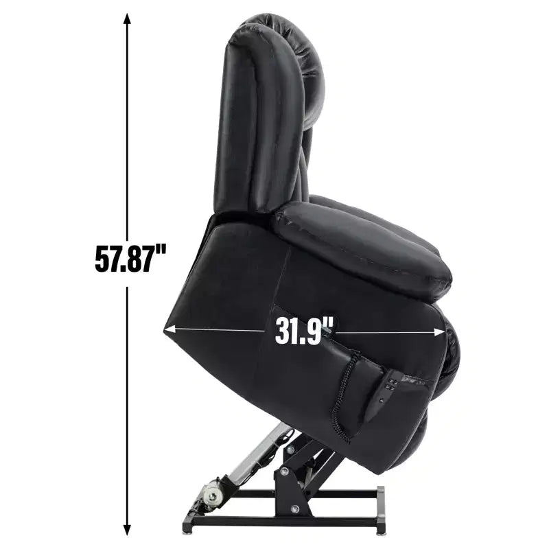 Medium Size Faux Leather/Leather Power Lift Recliner Chair with 8-Point Vibration Massage and Lumbar Heating, 4Q-ModernLuxe