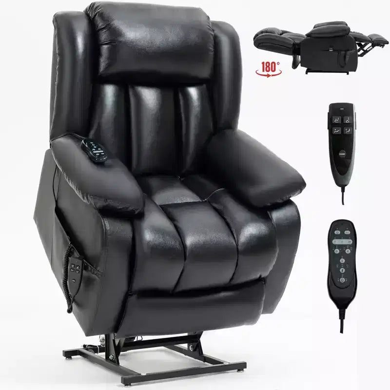 Medium Size Faux Leather/Leather Power Lift Recliner Chair with 8-Point Vibration Massage and Lumbar Heating, 4Q-ModernLuxe