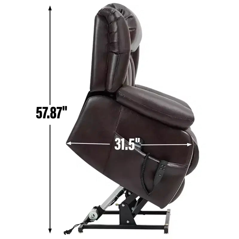 Medium Size Faux Leather/Leather Power Lift Recliner Chair with 8-Point Vibration Massage and Lumbar Heating, 4Q-ModernLuxe