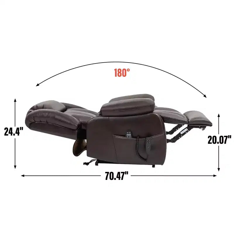 Medium Size Faux Leather/Leather Power Lift Recliner Chair with 8-Point Vibration Massage and Lumbar Heating, 4Q-ModernLuxe