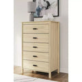 Signature Design by Ashley Cabinella 5 Drawer Tall Dresser, Tan