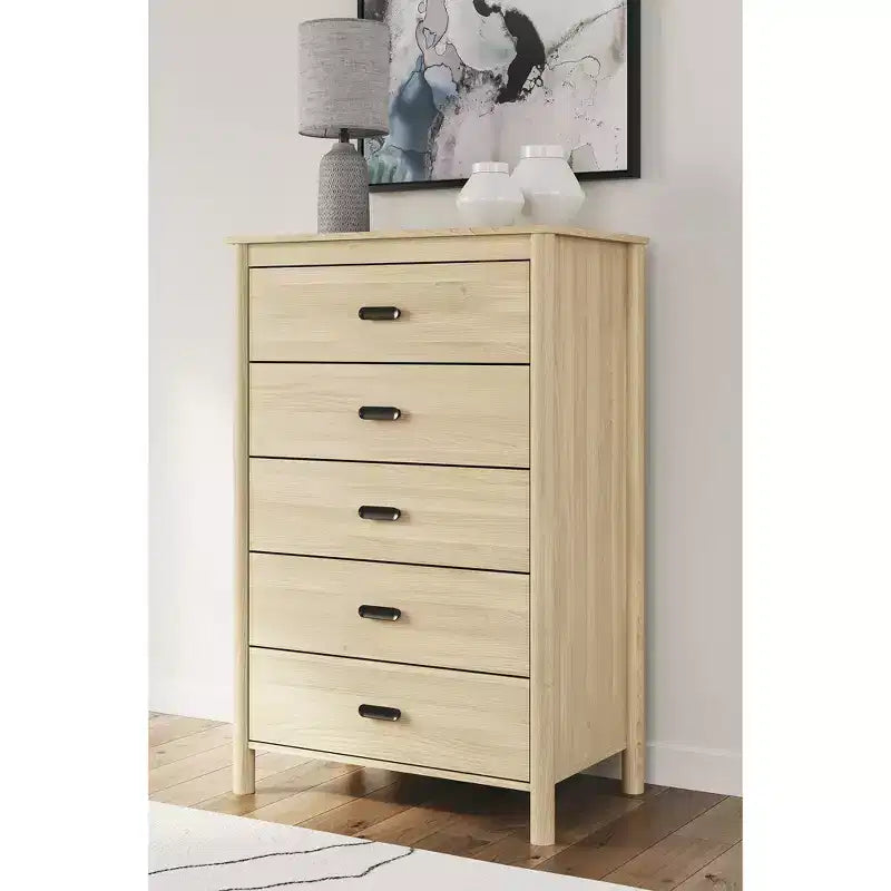 Signature Design by Ashley Cabinella 5 Drawer Tall Dresser, Tan