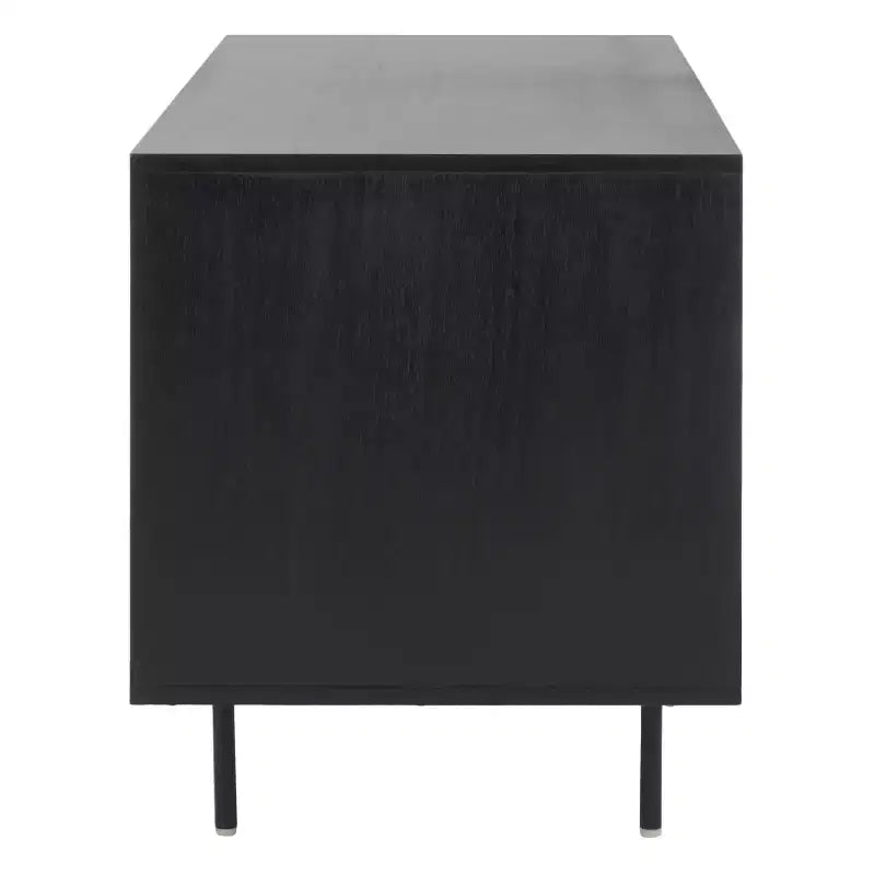 Karol 3 Door Cane Media Stand - MED1500 - Black/Natural - Safavieh
