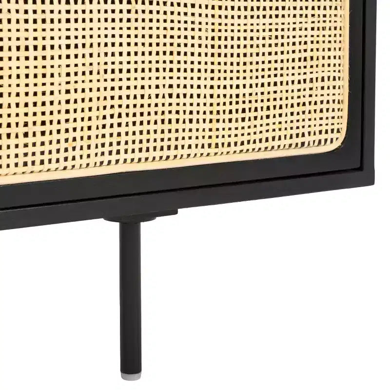 Karol 3 Door Cane Media Stand - MED1500 - Black/Natural - Safavieh
