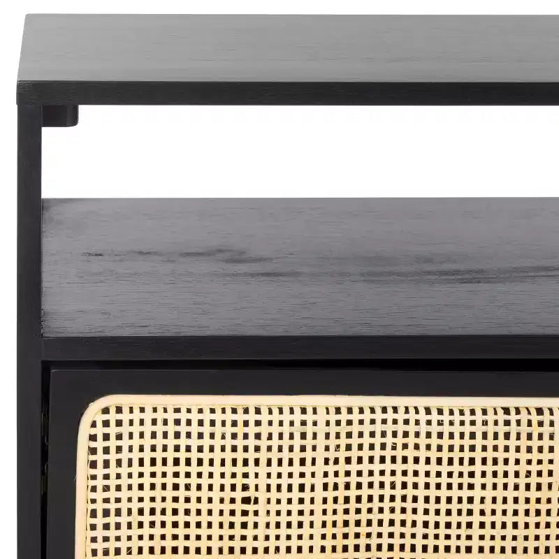 Karol 3 Door Cane Media Stand - MED1500 - Black/Natural - Safavieh