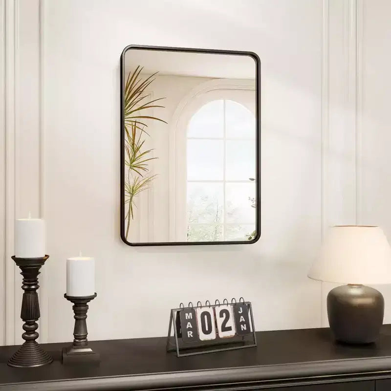 Bathroom Mirror, Black Wall Mirror, Rectangle Mirror for Wall, Black Mirror for Bathroom or Bedroom