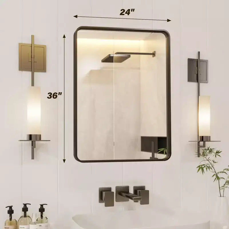 Bathroom Mirror, Black Wall Mirror, Rectangle Mirror for Wall, Black Mirror for Bathroom or Bedroom