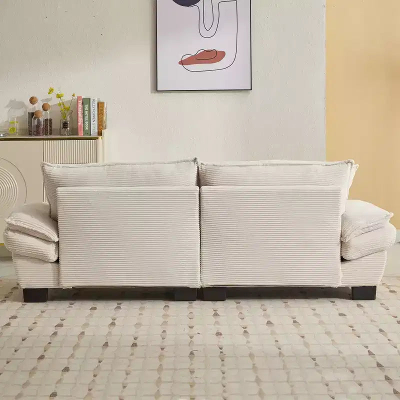 84W Loveseat Sofa with Pillows, Comfy Corduroy Upholstered Deep Seat Sofa Couch 4B - ModernLuxe