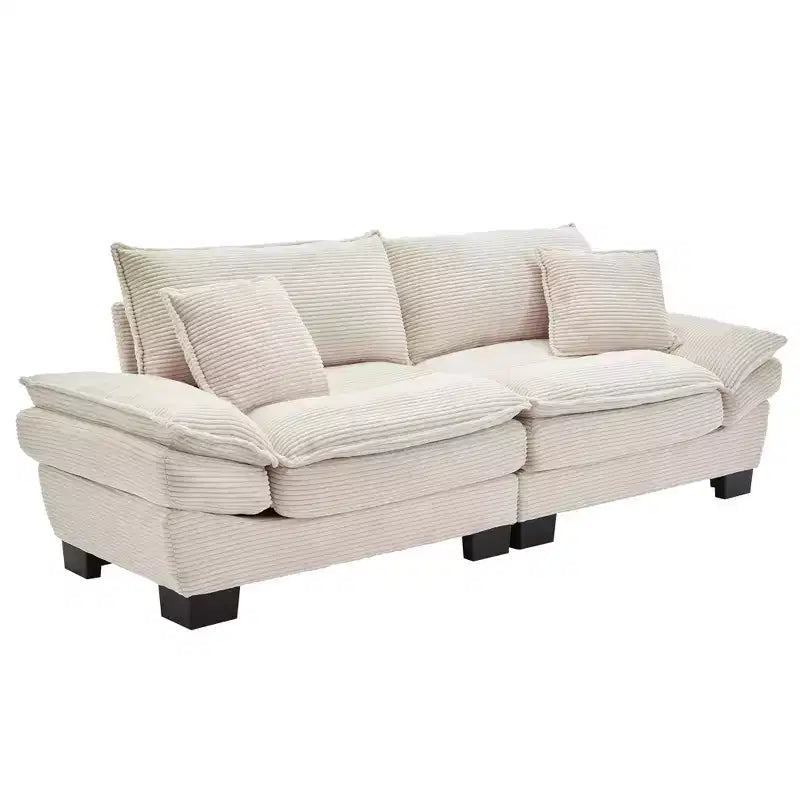 84W Loveseat Sofa with Pillows, Comfy Corduroy Upholstered Deep Seat Sofa Couch 4B - ModernLuxe