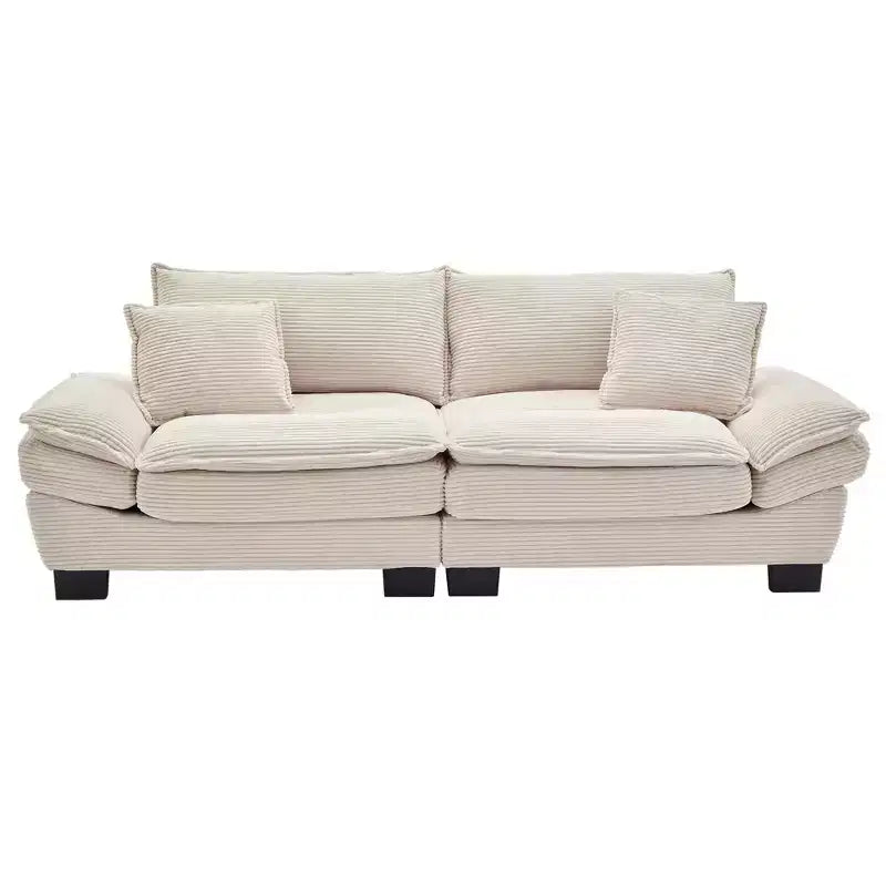 84W Loveseat Sofa with Pillows, Comfy Corduroy Upholstered Deep Seat Sofa Couch 4B - ModernLuxe
