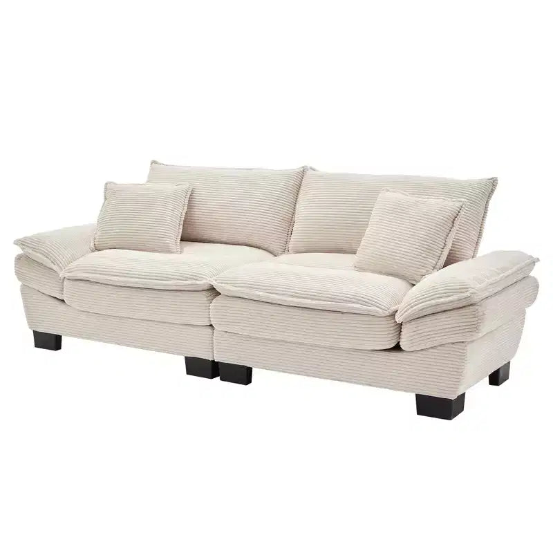 84W Loveseat Sofa with Pillows, Comfy Corduroy Upholstered Deep Seat Sofa Couch 4B - ModernLuxe