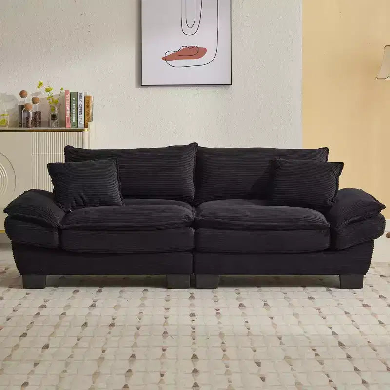84W Loveseat Sofa with Pillows, Comfy Corduroy Upholstered Deep Seat Sofa Couch 4B - ModernLuxe