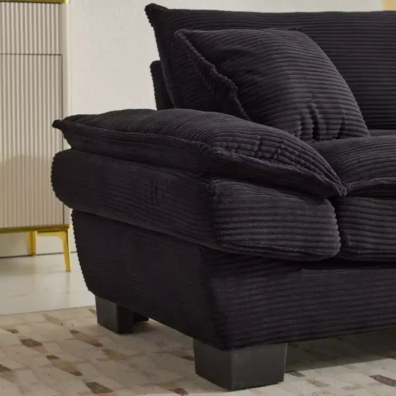 84W Loveseat Sofa with Pillows, Comfy Corduroy Upholstered Deep Seat Sofa Couch 4B - ModernLuxe