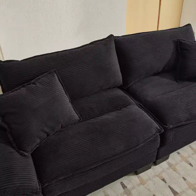 84W Loveseat Sofa with Pillows, Comfy Corduroy Upholstered Deep Seat Sofa Couch 4B - ModernLuxe