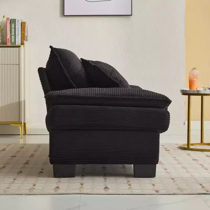 84W Loveseat Sofa with Pillows, Comfy Corduroy Upholstered Deep Seat Sofa Couch 4B - ModernLuxe