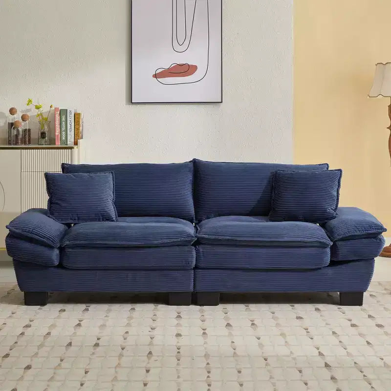 84W Loveseat Sofa with Pillows, Comfy Corduroy Upholstered Deep Seat Sofa Couch 4B - ModernLuxe