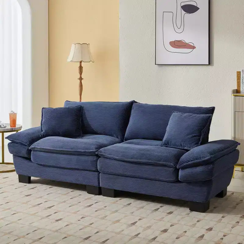 84W Loveseat Sofa with Pillows, Comfy Corduroy Upholstered Deep Seat Sofa Couch 4B - ModernLuxe