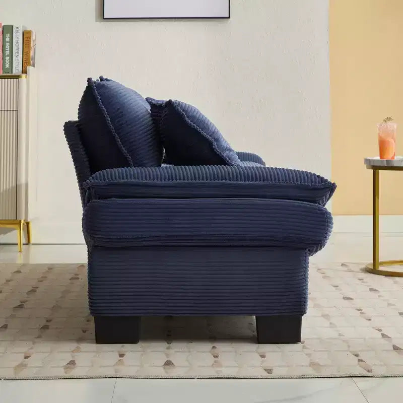 84W Loveseat Sofa with Pillows, Comfy Corduroy Upholstered Deep Seat Sofa Couch 4B - ModernLuxe