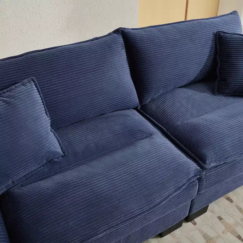 84W Loveseat Sofa with Pillows, Comfy Corduroy Upholstered Deep Seat Sofa Couch 4B - ModernLuxe
