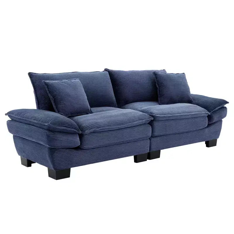84W Loveseat Sofa with Pillows, Comfy Corduroy Upholstered Deep Seat Sofa Couch 4B - ModernLuxe