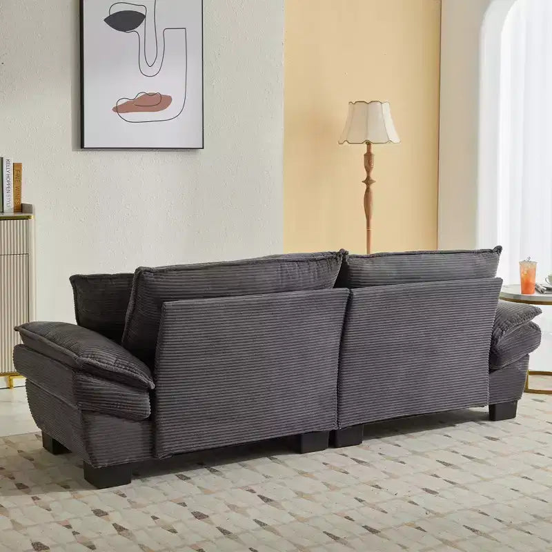 84W Loveseat Sofa with Pillows, Comfy Corduroy Upholstered Deep Seat Sofa Couch 4B - ModernLuxe