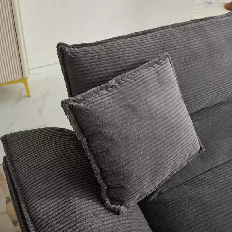 84W Loveseat Sofa with Pillows, Comfy Corduroy Upholstered Deep Seat Sofa Couch 4B - ModernLuxe