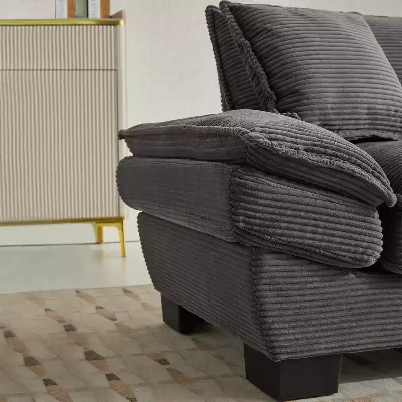 84W Loveseat Sofa with Pillows, Comfy Corduroy Upholstered Deep Seat Sofa Couch 4B - ModernLuxe