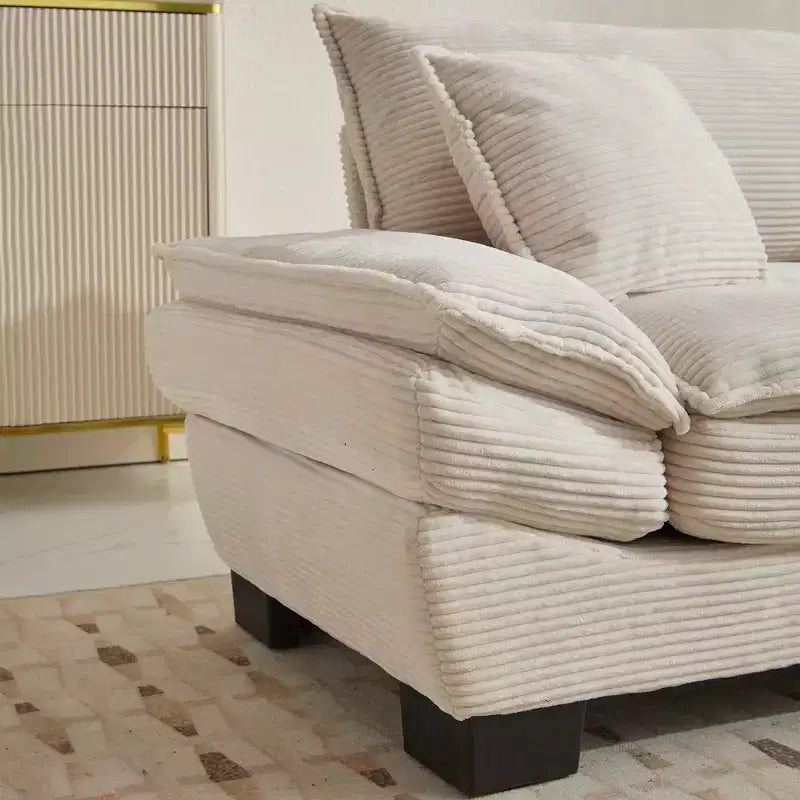 84W Loveseat Sofa with Pillows, Comfy Corduroy Upholstered Deep Seat Sofa Couch 4B - ModernLuxe