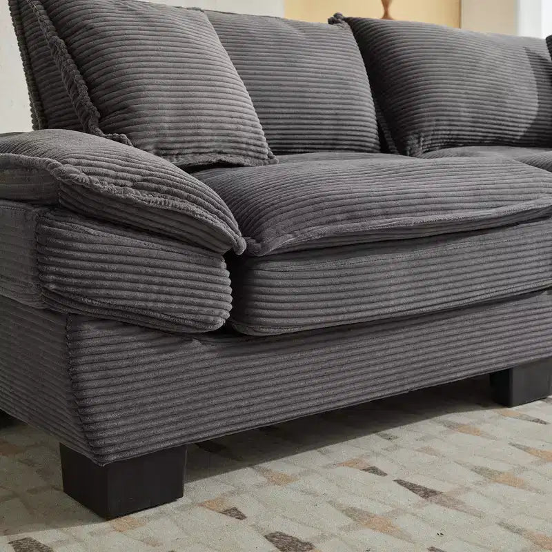 84W Loveseat Sofa with Pillows, Comfy Corduroy Upholstered Deep Seat Sofa Couch 4B - ModernLuxe