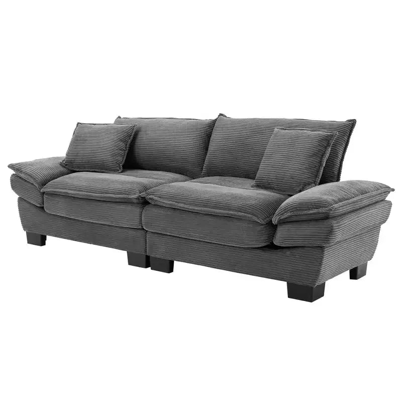 84W Loveseat Sofa with Pillows, Comfy Corduroy Upholstered Deep Seat Sofa Couch 4B - ModernLuxe