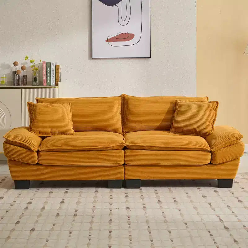 84W Loveseat Sofa with Pillows, Comfy Corduroy Upholstered Deep Seat Sofa Couch 4B - ModernLuxe