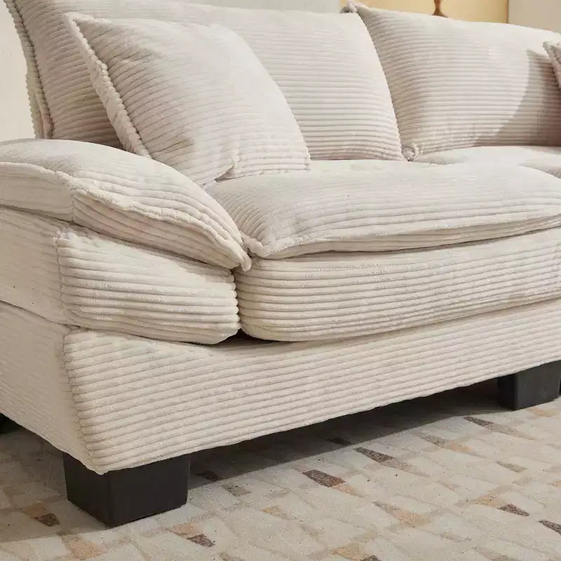 84W Loveseat Sofa with Pillows, Comfy Corduroy Upholstered Deep Seat Sofa Couch 4B - ModernLuxe