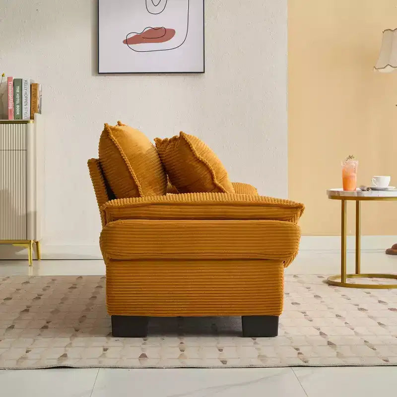 84W Loveseat Sofa with Pillows, Comfy Corduroy Upholstered Deep Seat Sofa Couch 4B - ModernLuxe